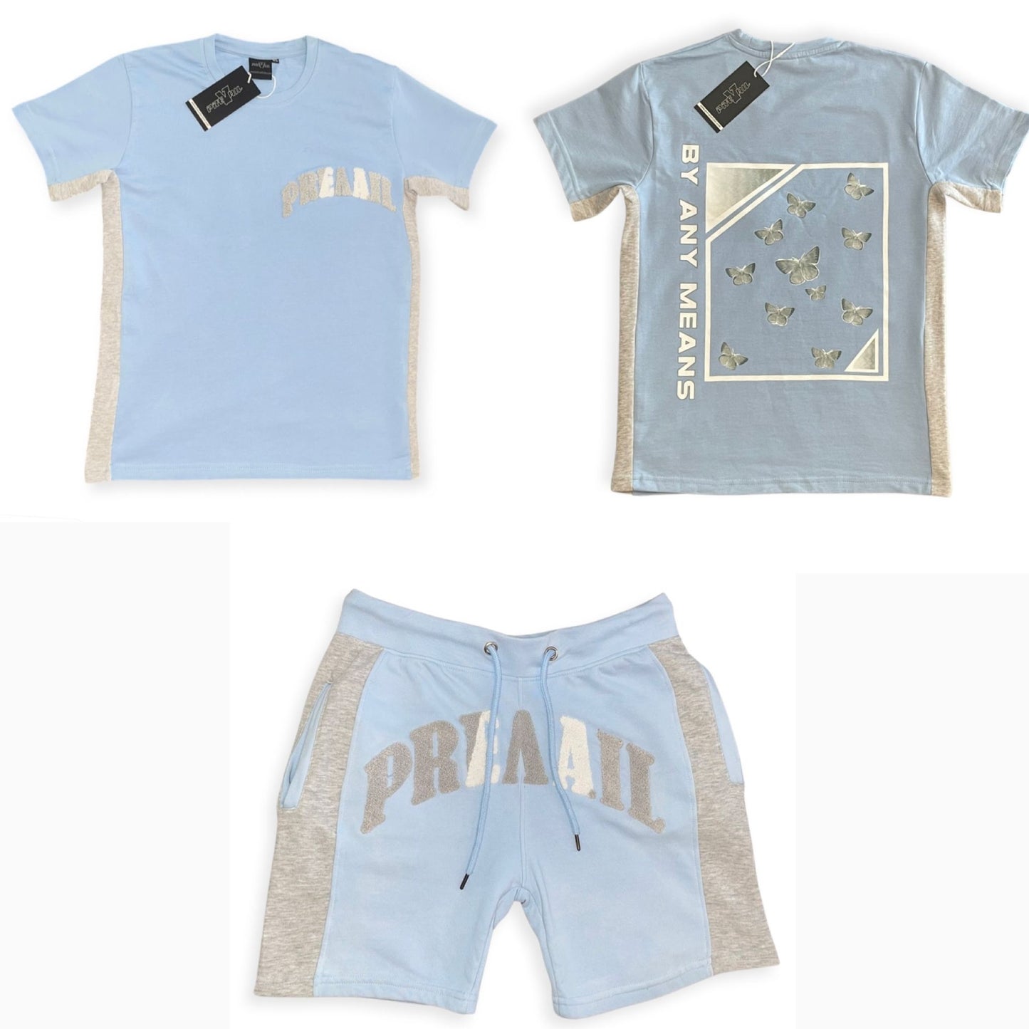 Light Blue Chenille Short Set